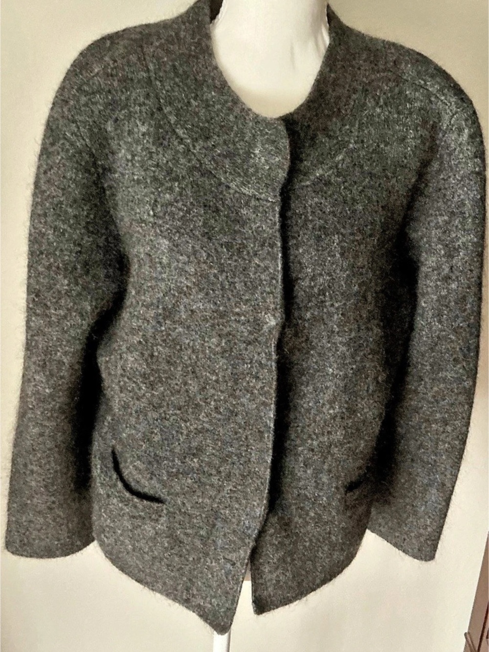 Eileen Fisher Gray Wool Blend Jacket Size Small Like New